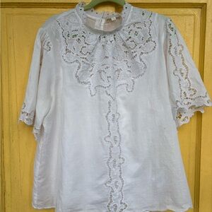 Eri + Ali white cotton/linen blouse